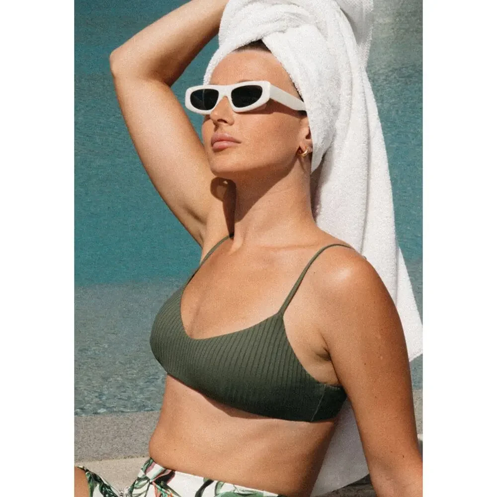 Andie Swim The Molokai Bikini Top in Evergreen XXXL NWT